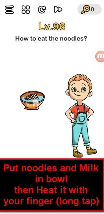Brain Out Level 96 Solution How To Eat The Noodles Puzzle Game