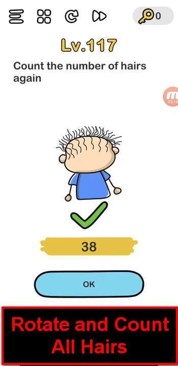 Brain Out Level 113 Solution Count The Number Of Hairs Again Puzzle Game Master