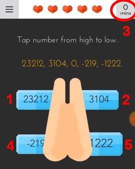 tricky test 2 tap the boxes from biggest to smallest