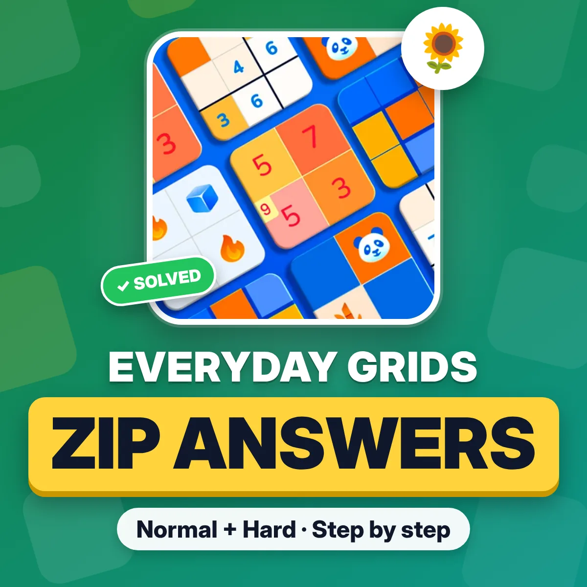 Everyday Grids Zip answers and solutions August 9, 2026, Normal and Hard