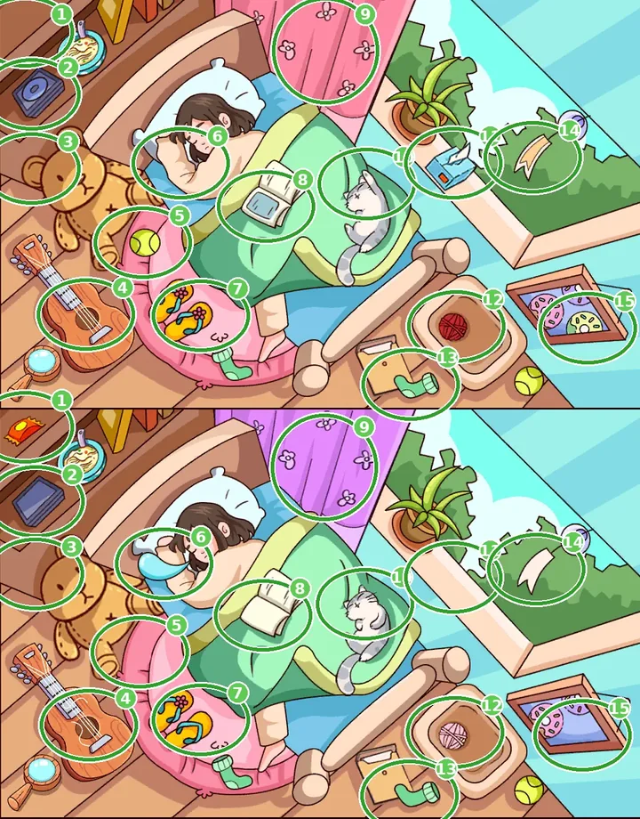 Brainy Escape Quest Level 53 answer with all 15 differences circled