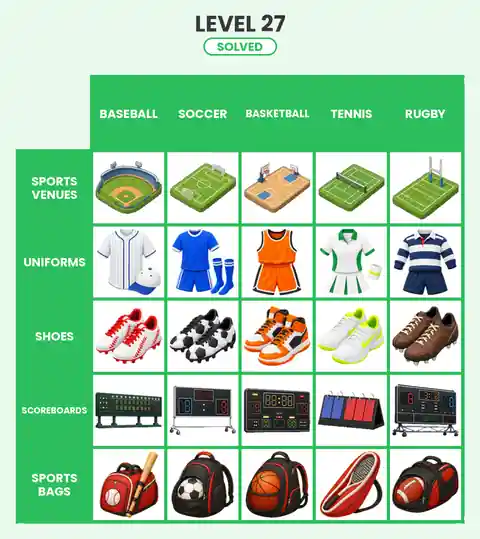 Categoro Level 27 answer solved grid