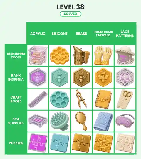 Categoro Level 38 answer solved grid