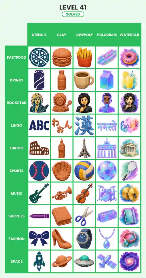 Categoro Level 41 answer solved grid