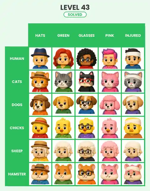 Categoro Level 43 answer solved grid