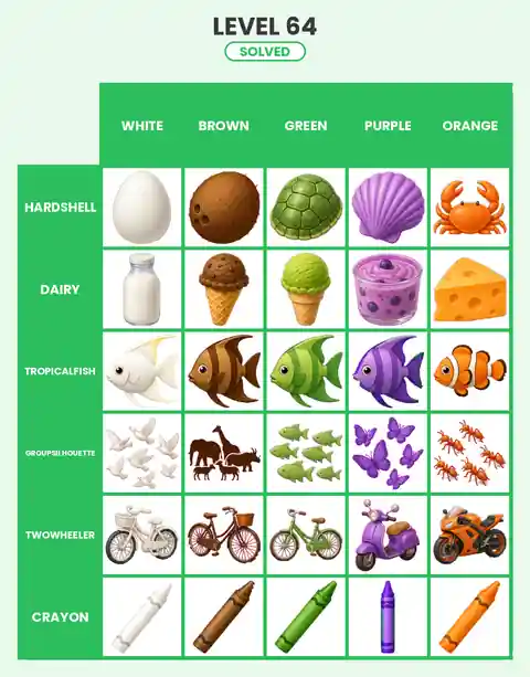 Categoro Level 64 answer solved grid