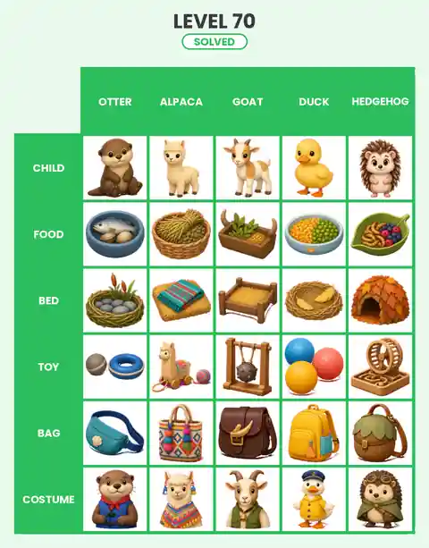 Categoro Level 70 answer solved grid