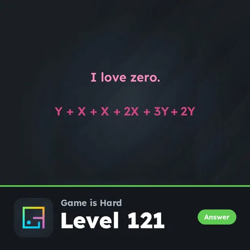 Game is Hard Level 121 I Love Zero answer