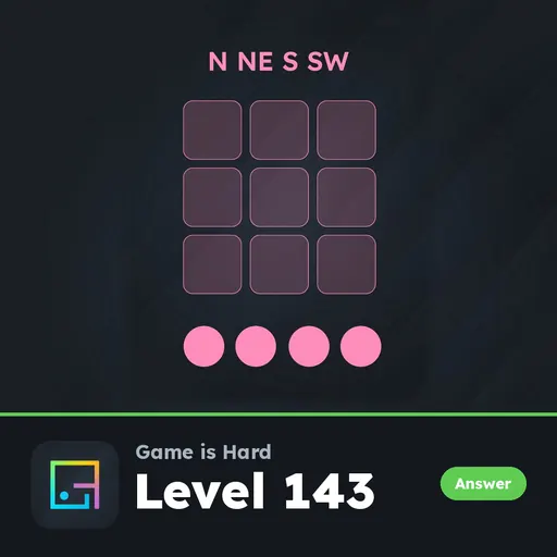 Game is Hard Level 143 N NE S SW answer
