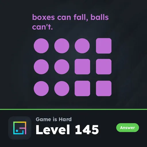 Game is Hard Level 145 Boxes Can Fall, Balls Can’t answer
