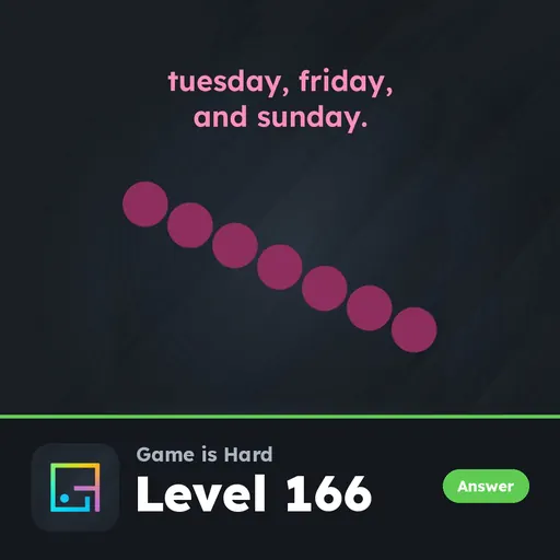 Game is Hard Level 166 Tuesday, Friday, and Sunday answer