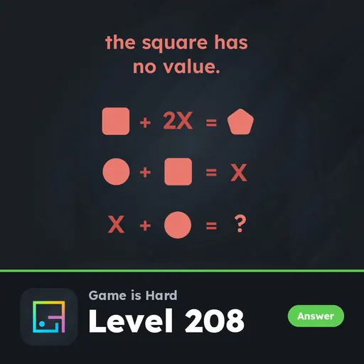 Game is Hard Level 208 The Square Has No Value answer