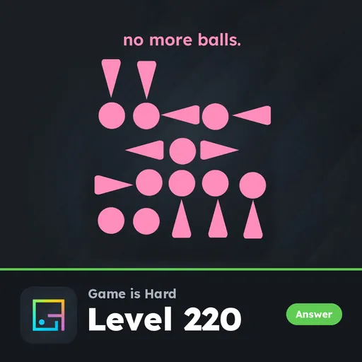 Game is Hard Level 220 No More Balls answer