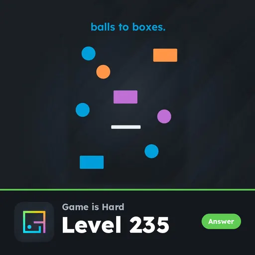 Game is Hard Level 235 Balls to Boxes answer