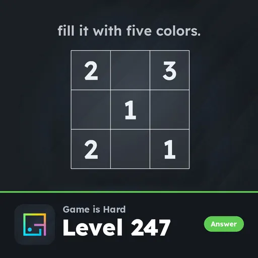 Game is Hard Level 247 Fill It With Five Colors answer