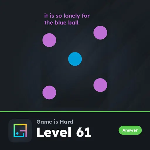 Game is Hard Level 61 It Is So Lonely for the Blue Ball answer