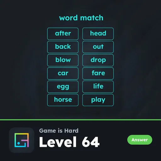 Game is Hard Level 64 Word Match answer