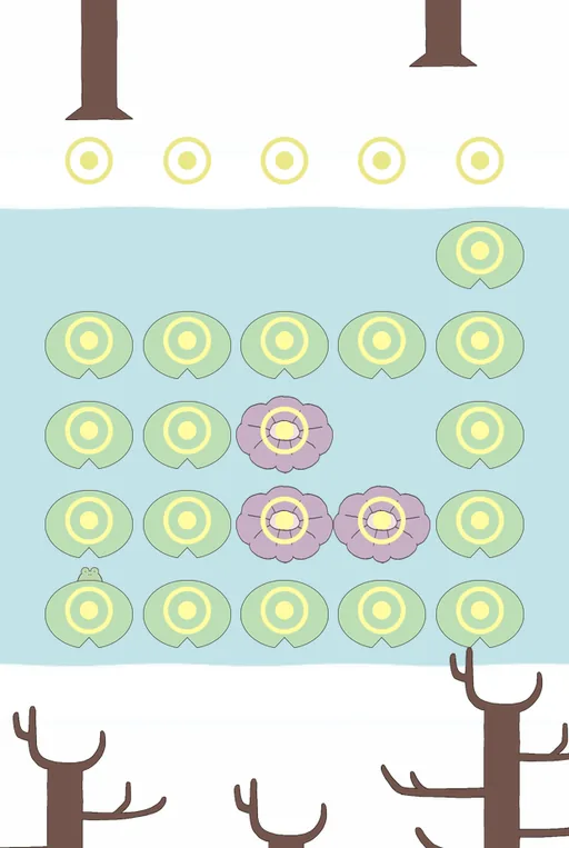 IQ Dungeon 2 Bonus 19 Cross Over by Jumping on Each Flower and Lily Pad answer and solution