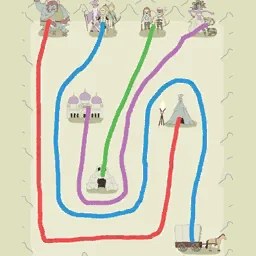 IQ Dungeon Bonus 7 hint picture for Blaze Trails to Each Group's Destination, but Don't Cross Any Paths!