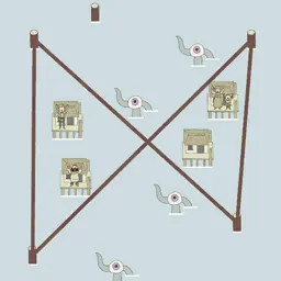 IQ Dungeon Level 117 hint picture for Connect Four Ropes to Keep the Enemies from the Houses!