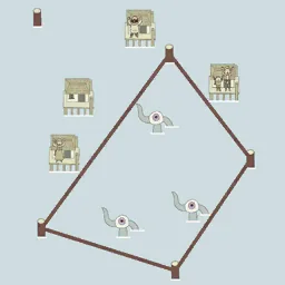 IQ Dungeon Level 118 hint picture for Connect Four Ropes to Keep the Enemies from the Houses!