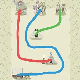 IQ Dungeon Level 47 hint picture for Blaze Trails to Each Group's Destination, but Don't Cross Any Paths!