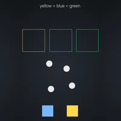 Think Harder level 21 puzzle: Yellow + blue = green