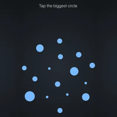 Think Harder level 24 puzzle: Tap the biggest circle